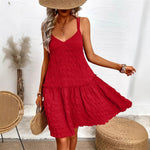 Load image into Gallery viewer, Red Slip Dress Women Ruffle Sleeveless Short N5A930
