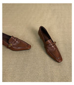 Load image into Gallery viewer, Square Toe Chunky Heel Loafers Women N6C149
