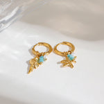 Load image into Gallery viewer, Oceanic Starfish Earrings Steel Pearl Accent S5P125
