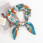 Load image into Gallery viewer, Floral Print Faux Silk Square Scarf M5A245