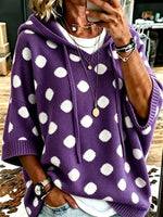 Load image into Gallery viewer, Relaxed Polka Dot Hooded Pullover Top Women N6G258