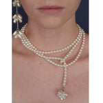 Load image into Gallery viewer, Flower Beading Teardrop Pearl Earrings Women Silver S5P919