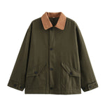 Load image into Gallery viewer, Khaki Navy Olive Notch Collar Jacket Women N5A749
