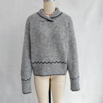 Load image into Gallery viewer, Half High Neck Color Block Sweater Women Casual Knit N5A876