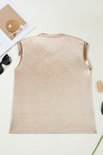 Load image into Gallery viewer, Gold Round Neck Sleeveless Vest Women N6B074