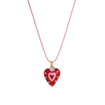 Load image into Gallery viewer, Enamel Drop Heart Necklace Glass Pendant Handmade S5P886
