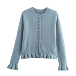 Load image into Gallery viewer, Layered Ruffle Trim Knit Cardigan Women N5A556