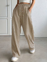 Load image into Gallery viewer, Striped Relaxed Fit Drawstring Pants Women N6D148