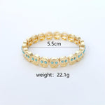 Load image into Gallery viewer, Enamel Drip Smiley Face Rhinestone Elastic Bracelet N6A212