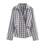 Load image into Gallery viewer, Single Button Plaid Long Sleeve Shirt N6A168