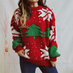 Load image into Gallery viewer, Christmas Tree Jacquard Pullover Sweater Women N5A632