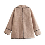Load image into Gallery viewer, Oversized Notch Collar Lamb Fleece Jacket Women Khaki N5A543