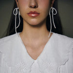 Load image into Gallery viewer, Handwoven Pearl Bow Earrings Women S925 Post S5P918