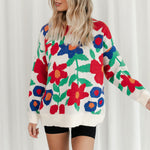 Load image into Gallery viewer, Oversized Floral Embroidered Sweater Women N5A854
