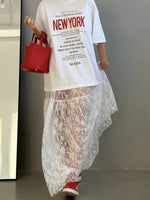 Load image into Gallery viewer, Jacquard Sheer Lace High Waist A-line Skirt Women N6D011