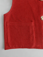 Load image into Gallery viewer, Street Style Chunky Knit Vest Red Open Front Cardigan N5A776