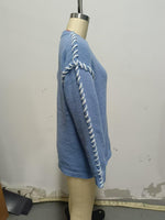 Load image into Gallery viewer, Color Block Knit Sweater Women Ribbed Loose Fit N5A886