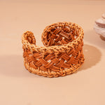 Load image into Gallery viewer, Woven Rattan Bangle Open Geometric Hand-Coiled S5P098
