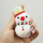 Load image into Gallery viewer, Hand Crocheted Christmas Snowman Bag Charm N6K298