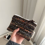 Load image into Gallery viewer, Classic Check Stripe Wool Blend Pouch Canvas Lined S5P363