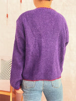 Load image into Gallery viewer, Floral Button Cardigan Women Pink Purple Street Style N5A877