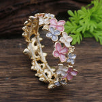 Load image into Gallery viewer, Enamel Cherry Blossom Stretch Bangle Women N6C215