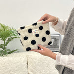 Load image into Gallery viewer, Polka Dot Faux Fur Makeup Bag Women Large Capacity S5P859