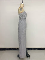 Load image into Gallery viewer, Strapless Stripe Jumpsuit Women Straight Leg N6C251