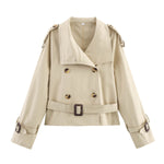 Load image into Gallery viewer, Short Trench Coat Belted Lapel Jacket Buckle Detail N6A148