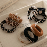 Load image into Gallery viewer, Thick Jacquard Leopard Terry Hair Ties N6F130