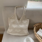 Load image into Gallery viewer, Vintage Knit Heart Mesh Tote Bag Women N6C068