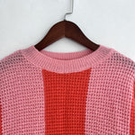 Load image into Gallery viewer, Oversized Stripe Knit Sweater Women Pink Black Color N5A831