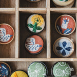 Load image into Gallery viewer, Handcrafted Wooden Brooch 3D Embroidery N6G009