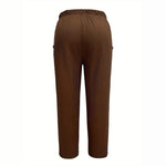 Load image into Gallery viewer, Jacquard Plaid Elastic Waist Pants Women Brown N5A483