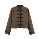 Load image into Gallery viewer, Loose Fit Knot Button Stand Collar Jacket Women N6H127