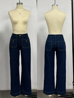 Load image into Gallery viewer, Button-Front Square Pocket Straight Leg Denim Jeans N6D165