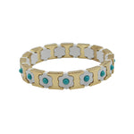 Load image into Gallery viewer, Bohemian Floral Cuff Enamel Steel Elastic DIY Plated S5P085
