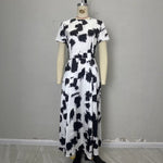 Load image into Gallery viewer, Black White Abstract Print Maxi Dress Women N5A898