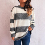 Load image into Gallery viewer, Color Block Stripe Pullover Round Neck Loose Fit N5A833