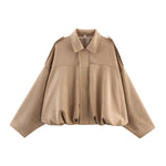 Load image into Gallery viewer, Suede Touch Bomber Jacket Notch Collar N5Z242