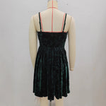 Load image into Gallery viewer, Dark Green Velvet Embossed Spag Strap Dress Women N5A943