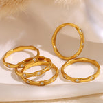 Load image into Gallery viewer, Wave Star Ring Titanium Steel 18K Gold Unique Design S5P024