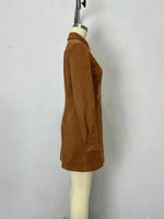 Load image into Gallery viewer, Floral Embroidered Suede Texture Lapel Dress Women N6G292