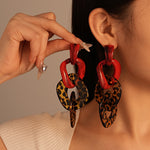 Load image into Gallery viewer, Geometric Acrylic Drop Earrings Leopard Print N6A143