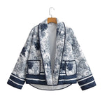 Load image into Gallery viewer, Printed Two Pocket Quilted Jacket Women N5A559
