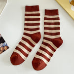 Load image into Gallery viewer, Color Block Striped Crew Socks Women One Size N6H001