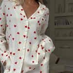 Load image into Gallery viewer, Heart Print Pajama Set Women Cotton Long Sleeve N5A795