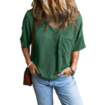 Load image into Gallery viewer, Twisted Rib V-Neck Relaxed T-Shirt Women N6B057