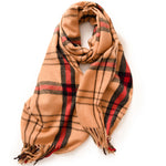 Load image into Gallery viewer, Striped Plaid Faux Cashmere Wrap with Fringe M5A233