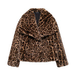 Load image into Gallery viewer, Faux Leopard Print Fur effect Jacket Short Plush Coat N5A723